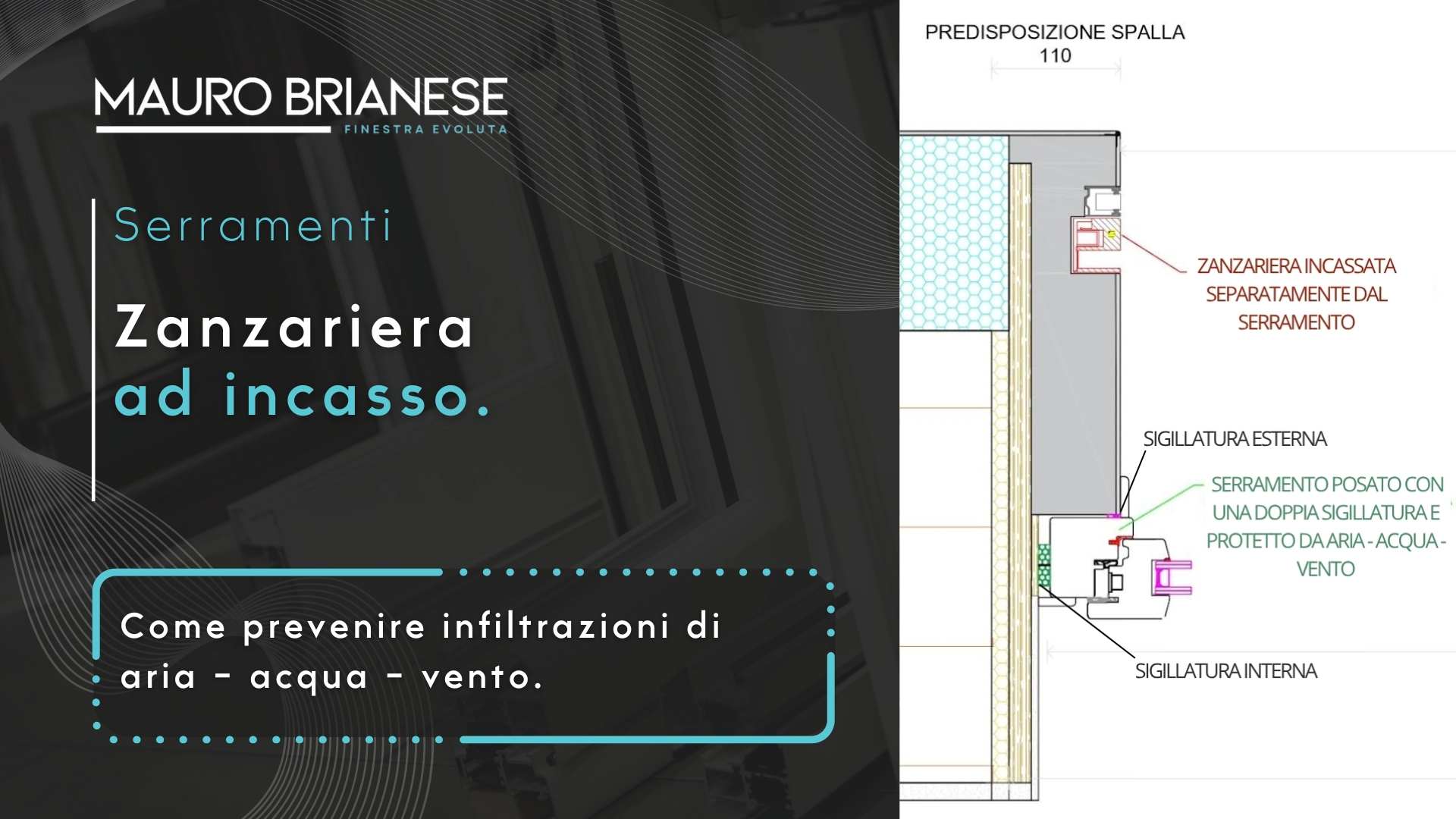 Zanzariera ad incasso: come prevenire infiltrazioni di aria-acqua-vento.